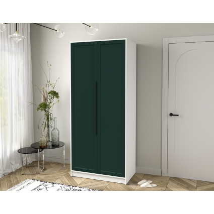 Шкаф распашной Тренд КТ-Ш2 (Белый платинум ЛДСП/ Изумруд ЛМДФ) Ш918 В2128 Г547 Шкаф распашной Тренд КТ-Ш2 (Белый платинум ЛДСП/ Изумруд ЛМДФ) Ш918 В2128 Г547